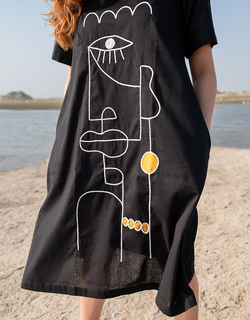 Artsy Black Funky Dress