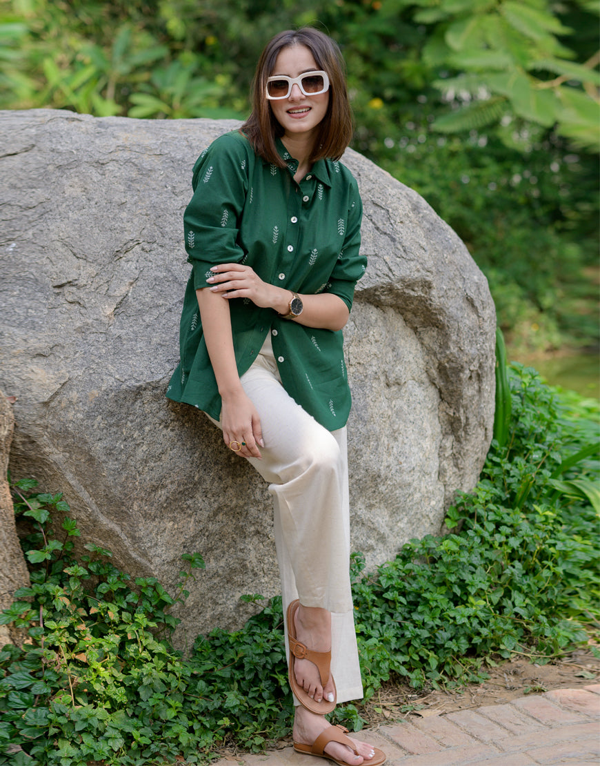 Basil Green Weave Shirt