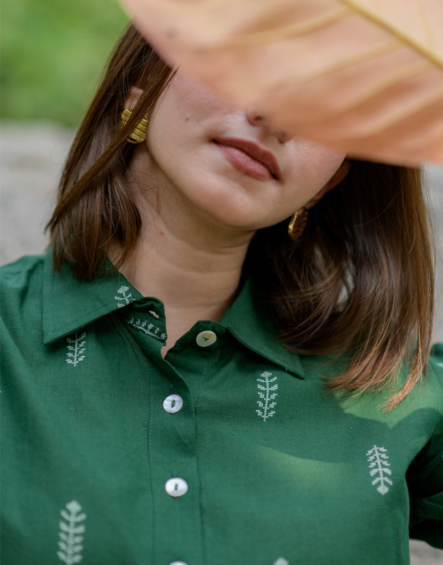 Basil Green Weave Shirt