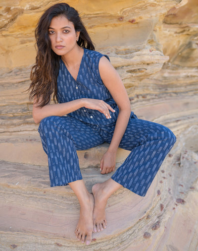 Blazing Blue Ikkat Co-ord