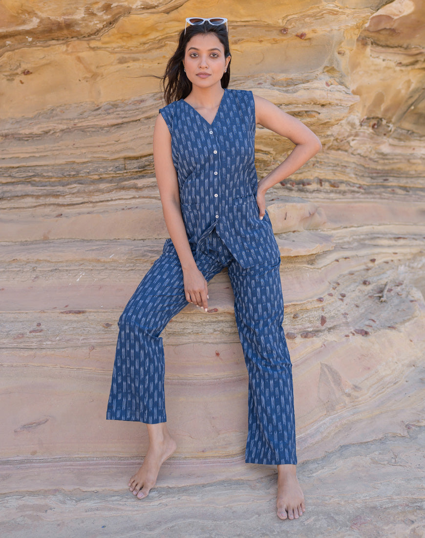 Blazing Blue Ikkat Co-ord