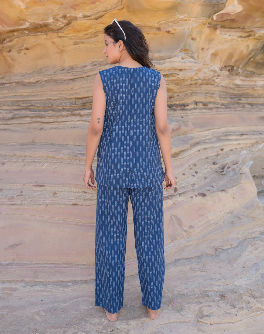 Blazing Blue Ikkat Co-ord