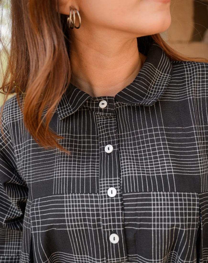 Bold Black Check Dress
