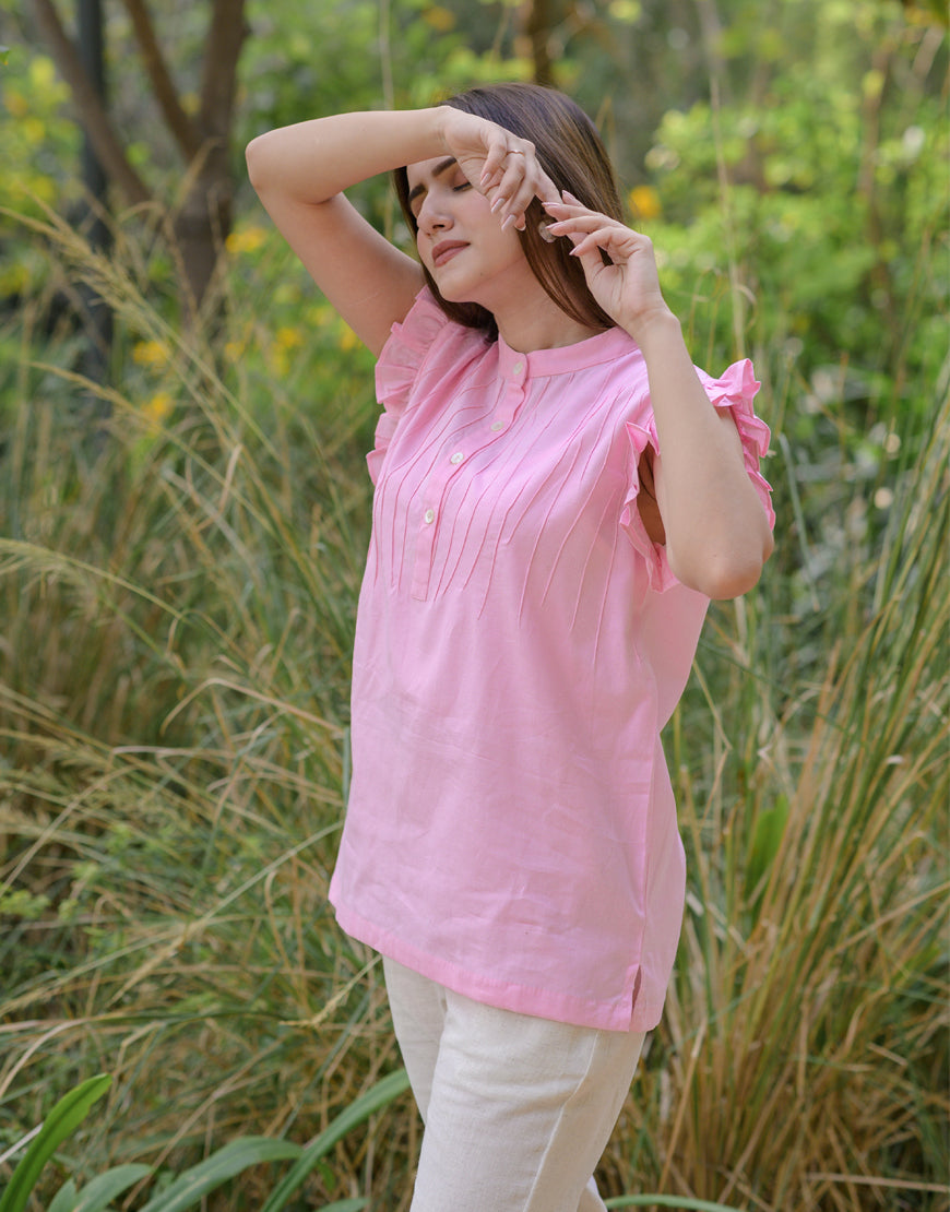 Bubble Pink Ruffle Top