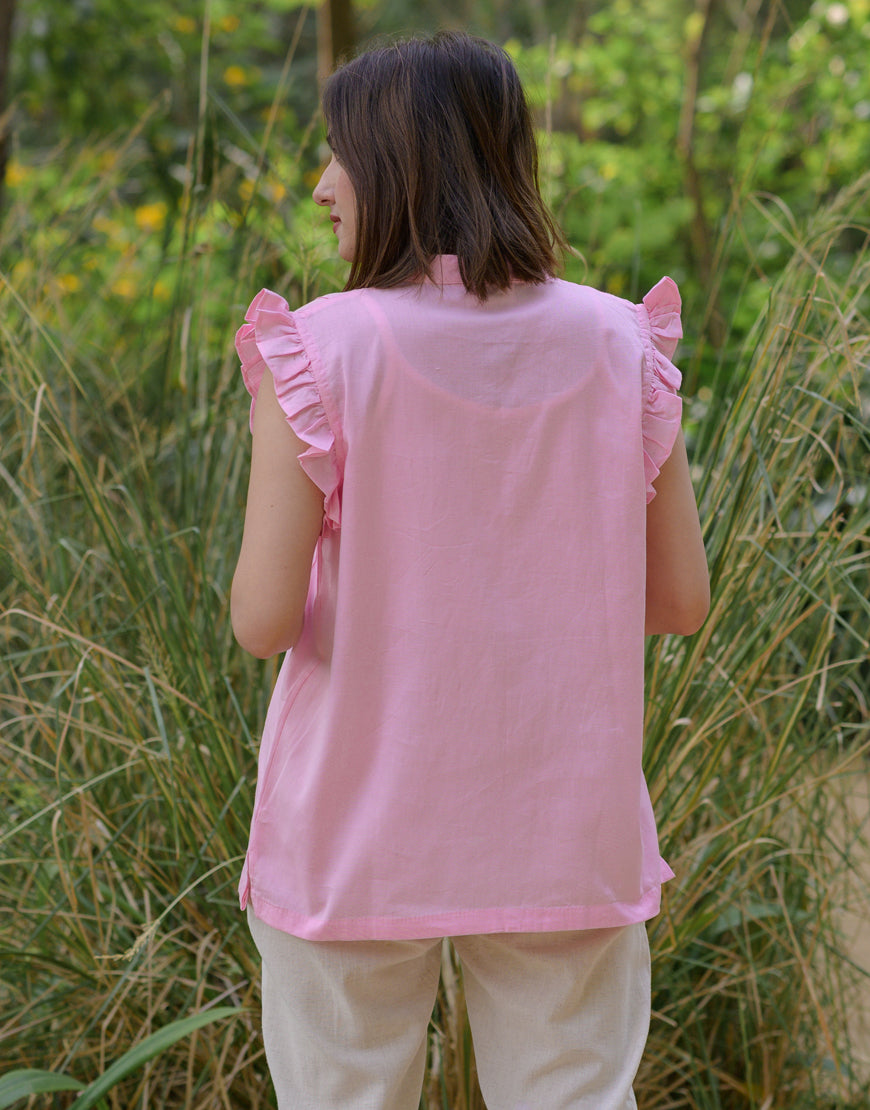 Bubble Pink Ruffle Top