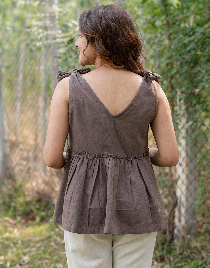 Cedar Brown Peplum Top
