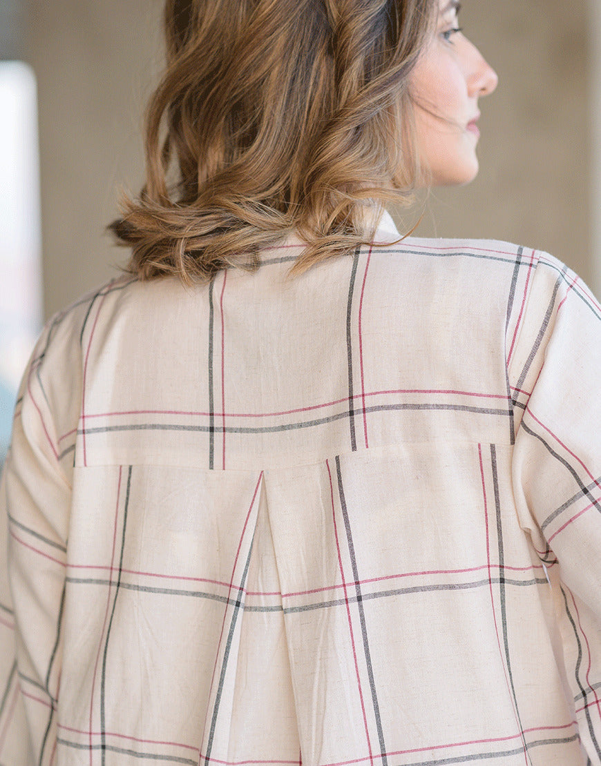 Checkered Charm Cream Dress