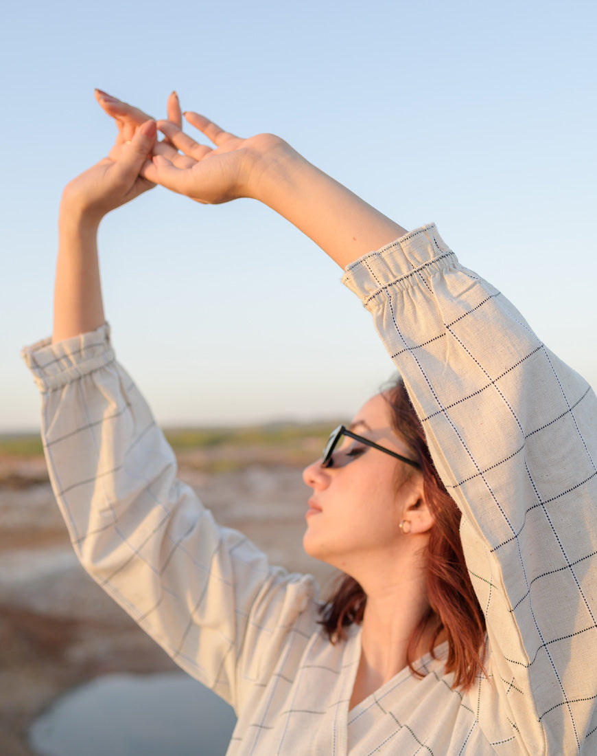 Checkmate Cream Dress