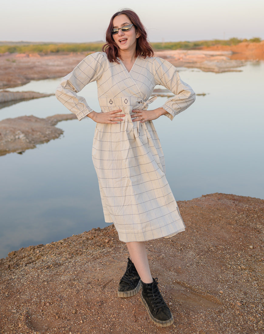 Checkmate Cream Dress