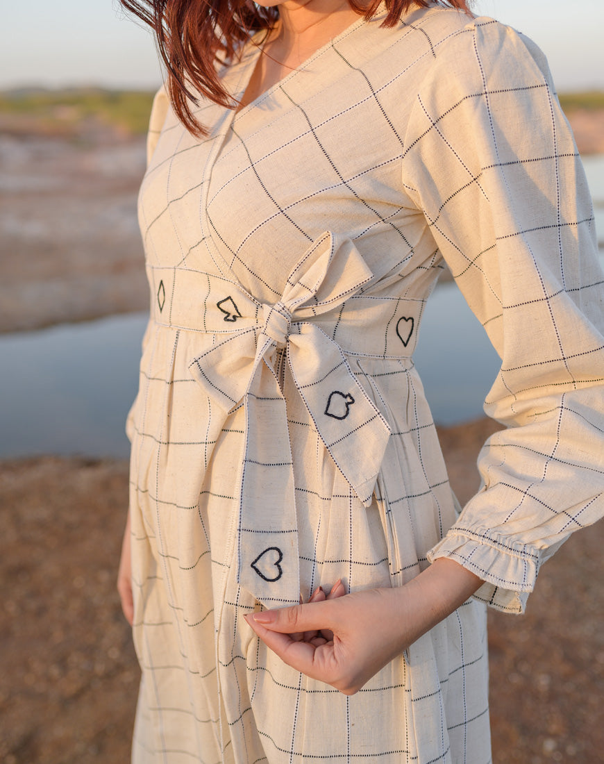 Checkmate Cream Dress