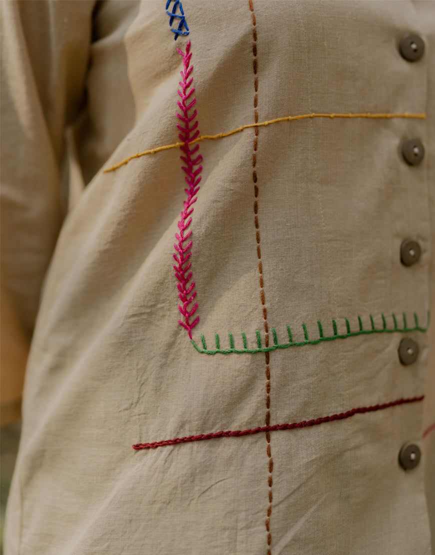 Chickoo Embroidered Shirt Chickoo Embroidered Shirt
