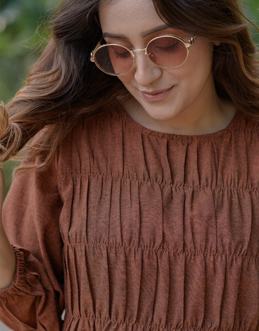 Copper Maroon Smock Top