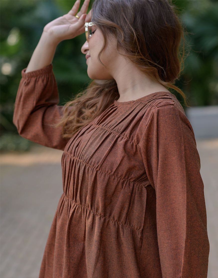 Copper Maroon Smock Top