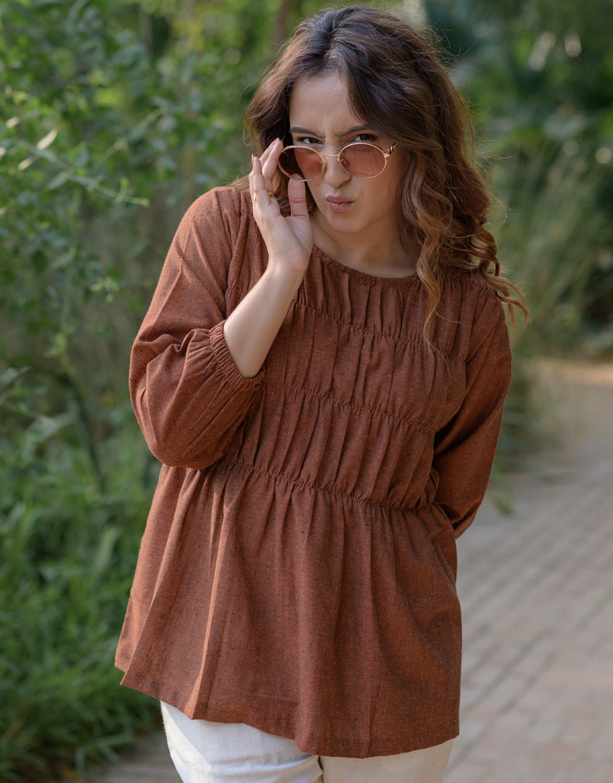 Copper Maroon Smock Top