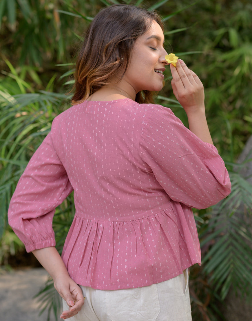 Creamy Pink Peplum Wrap Top