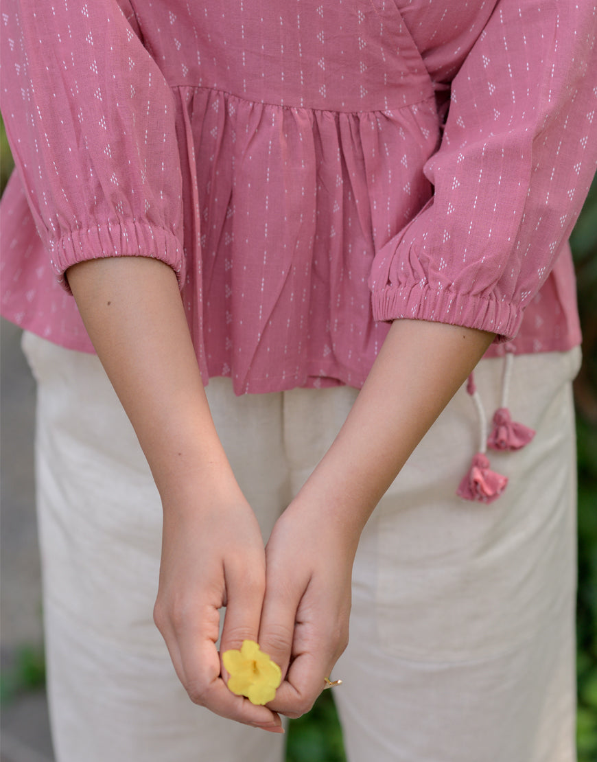 Creamy Pink Peplum Wrap Top