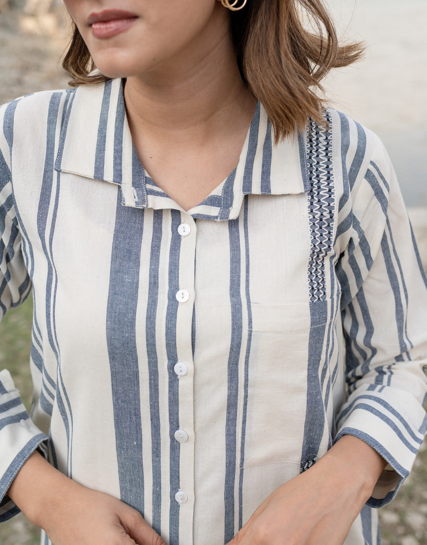 Creamy Blue Shirt Dress