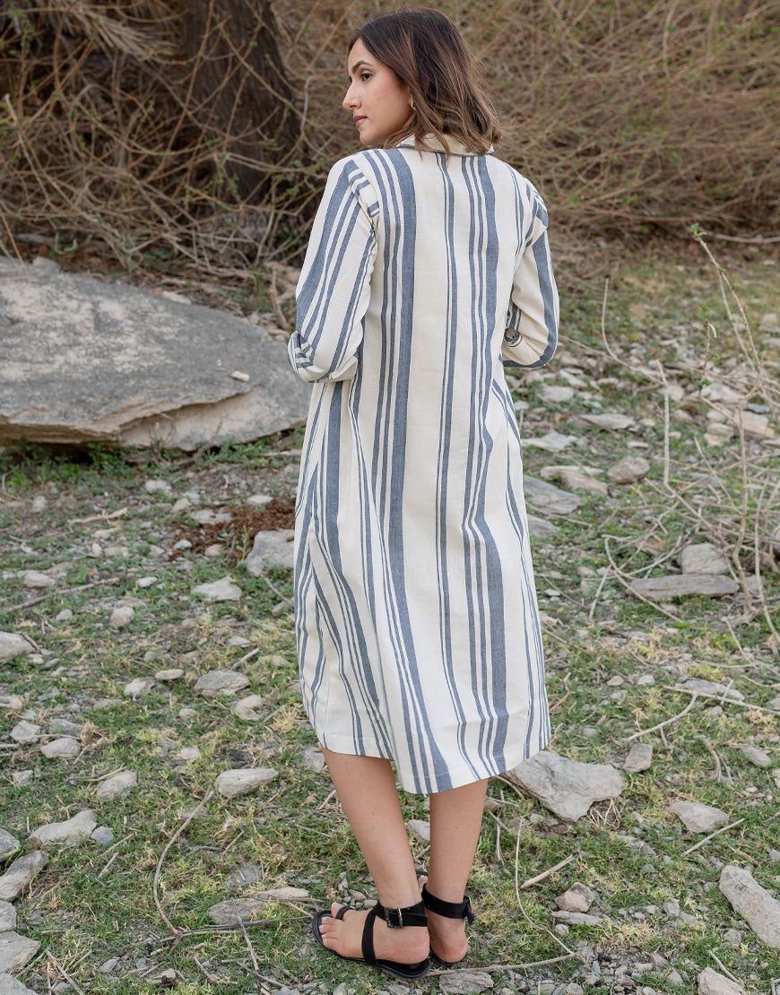 Creamy Blue Shirt Dress