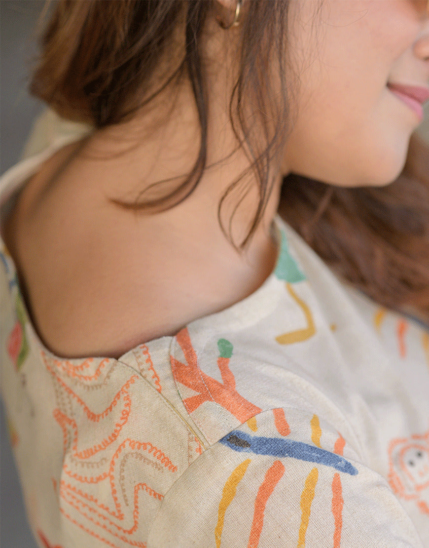 Creamy Quirky Swing Dress