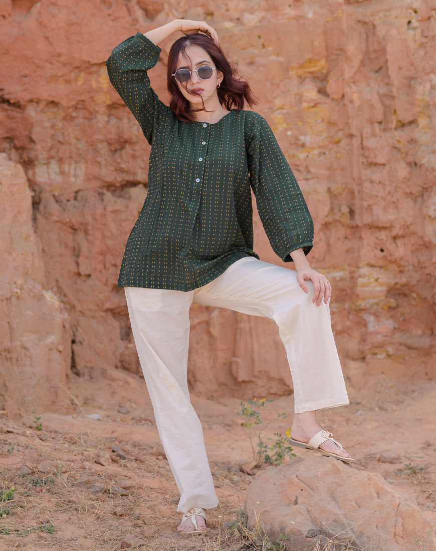 Deep Green Weave Top
