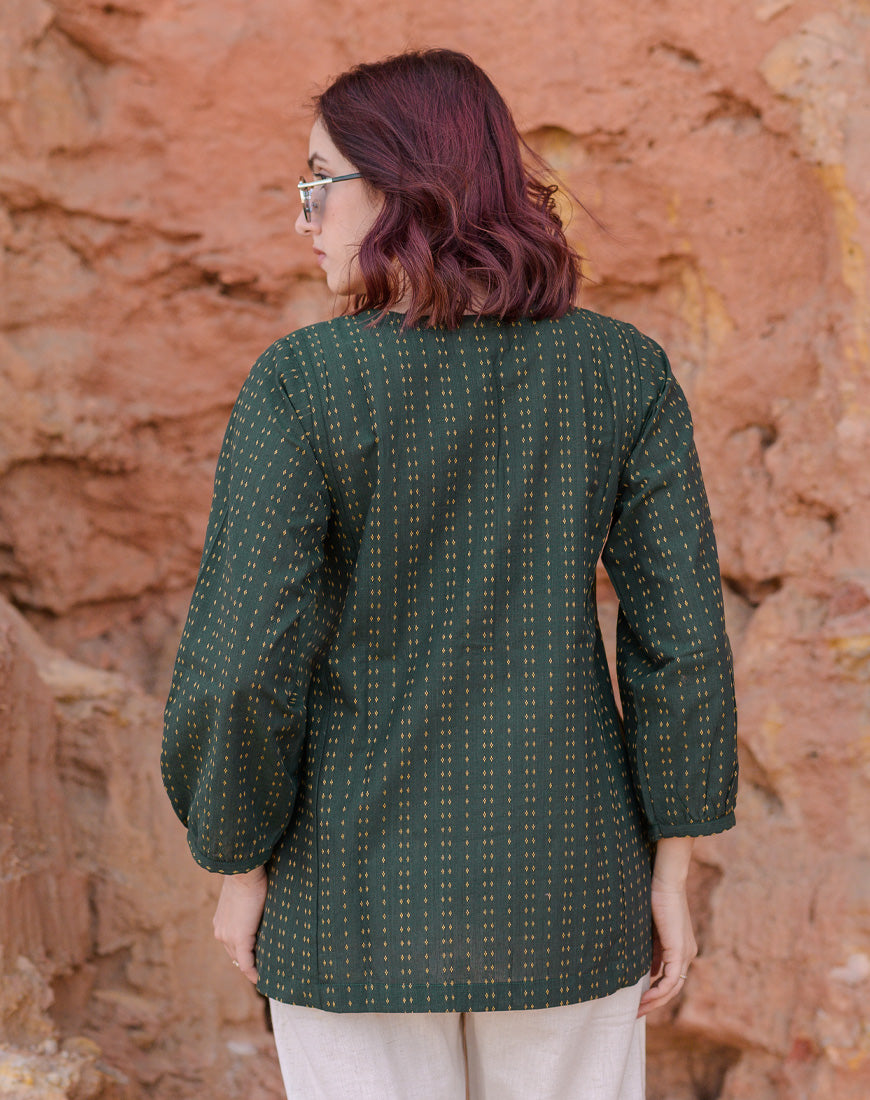 Deep Green Weave Top