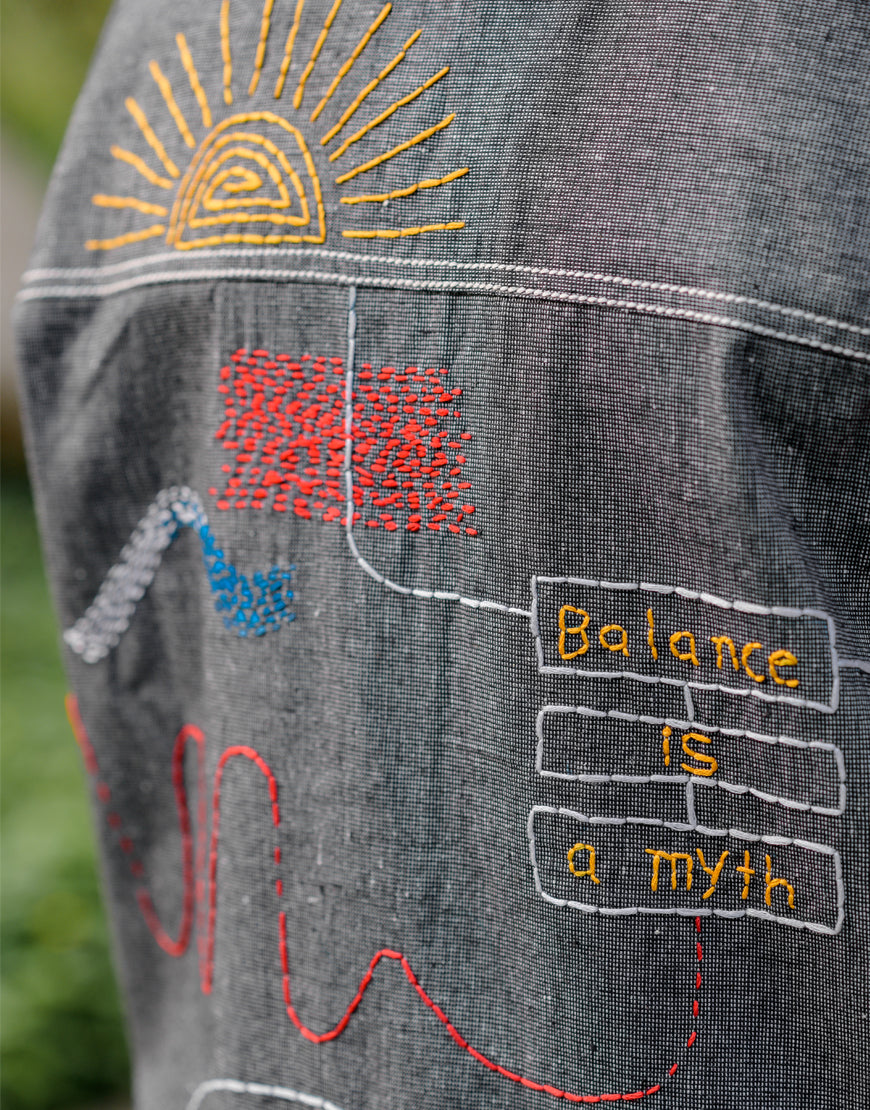 Denim Grey Embroidered Jacket