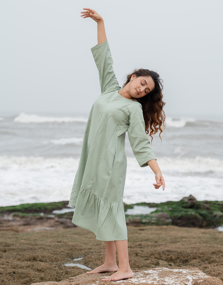 Shop Earthy Green Breeze Dress Online