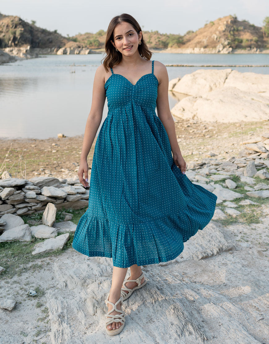 Evening Blue Strappy Dress