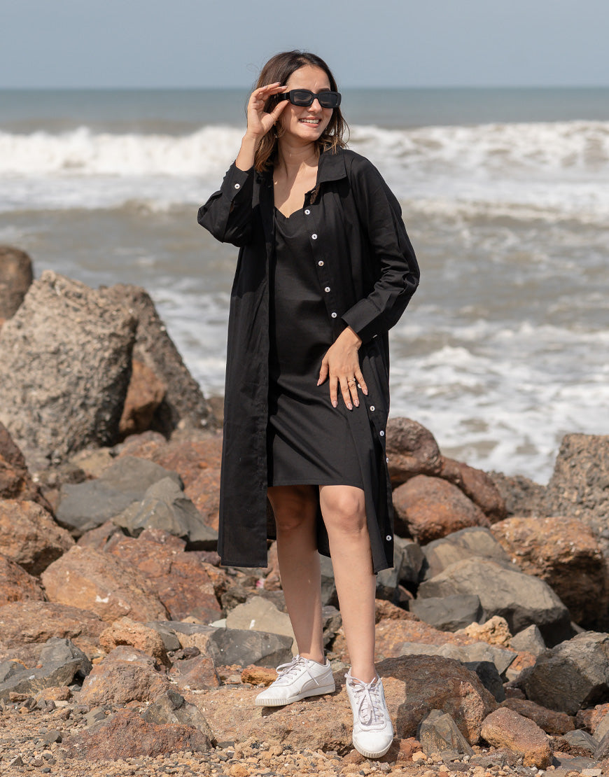 Indian Ink Black Shirt Dress