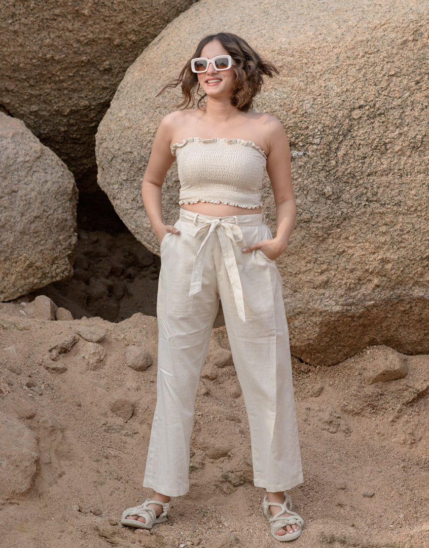 Khadi Cream Cargo Pant