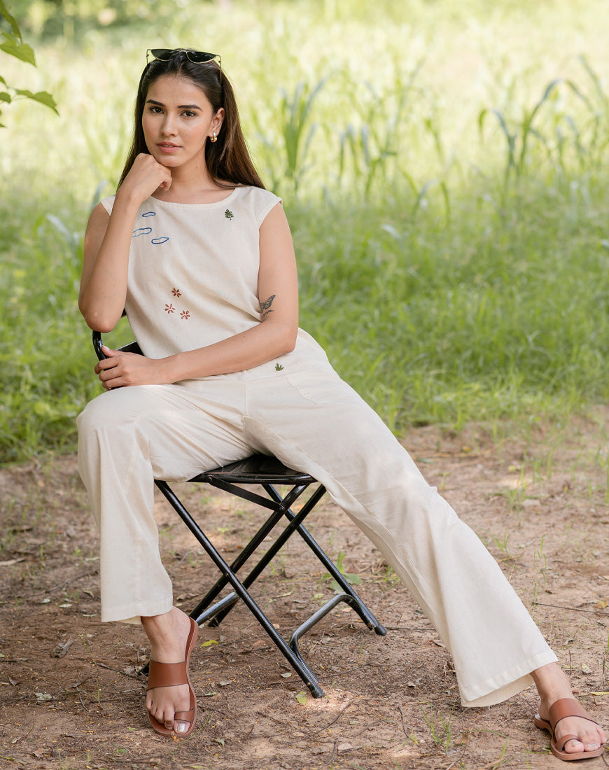 Khadi Cream Crop Top