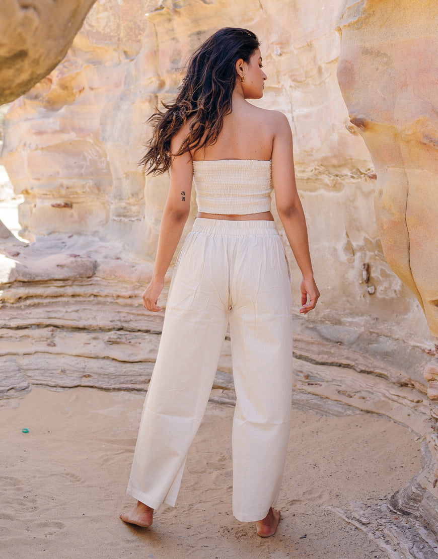 Khadi Cream Cotton Palazzo