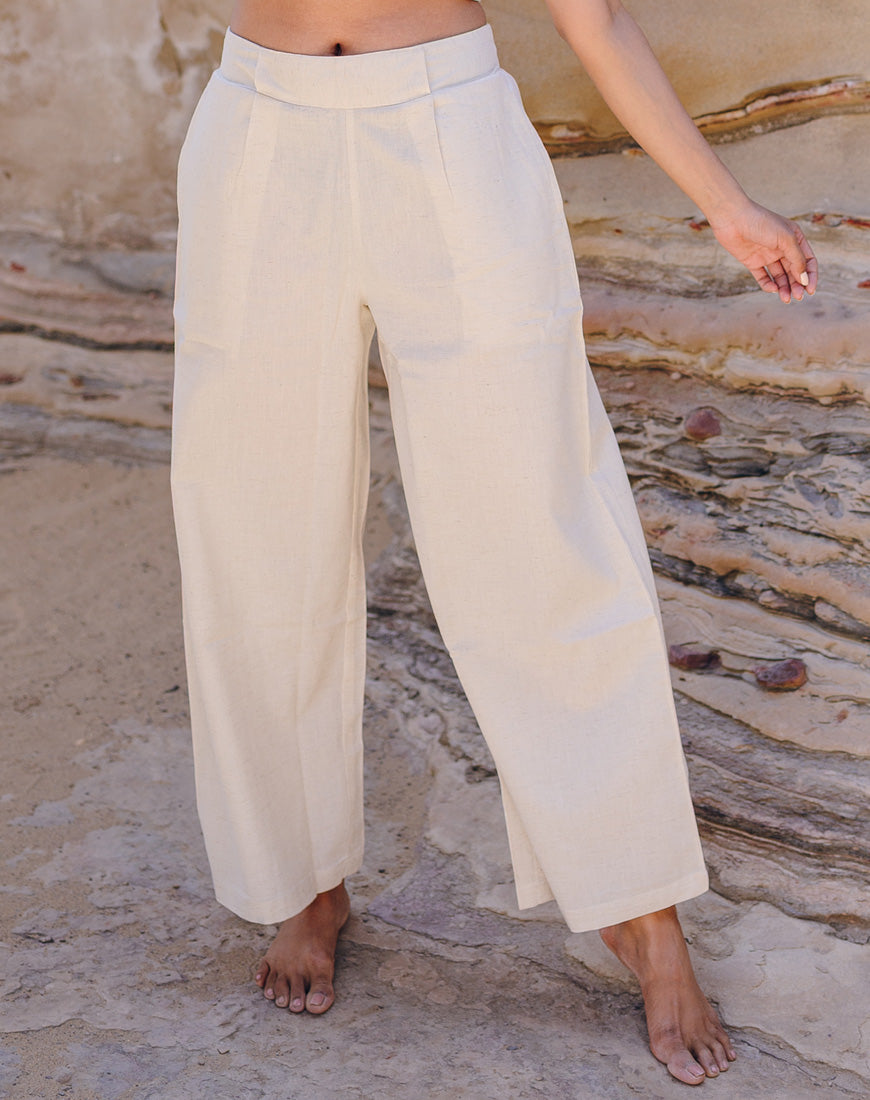 Khadi Cream Cotton Palazzo