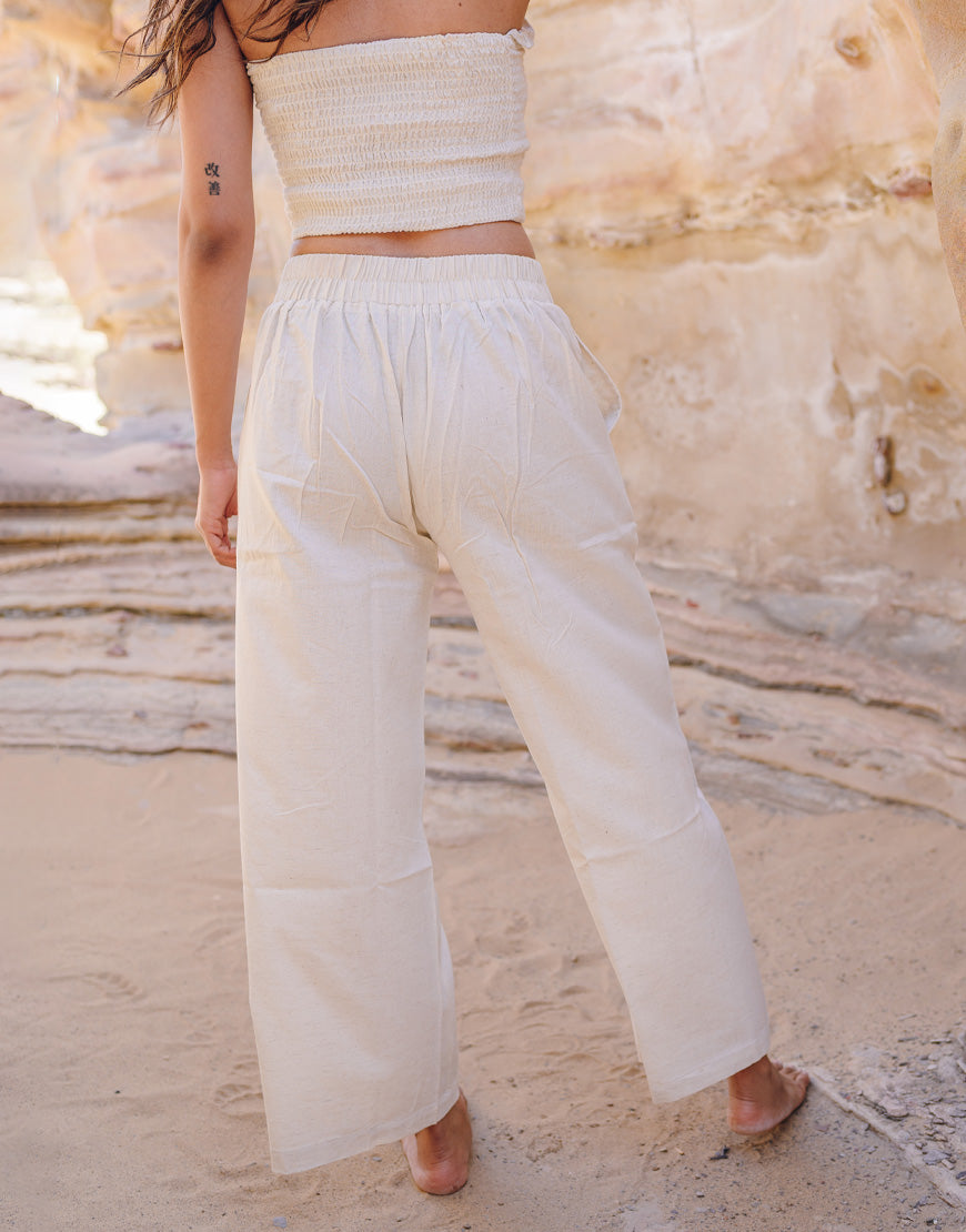 Khadi Cream Cotton Palazzo