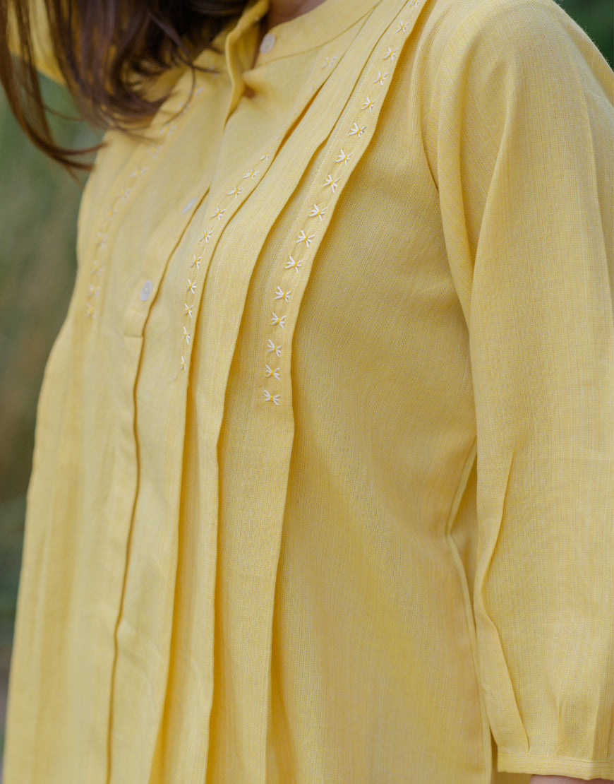 Lemon Yellow Embroidered Top