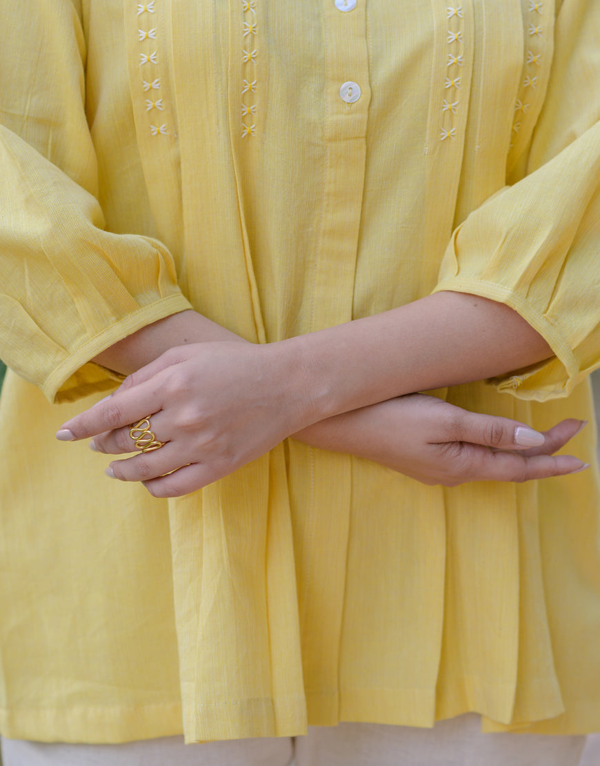 Lemon Yellow Embroidered Top