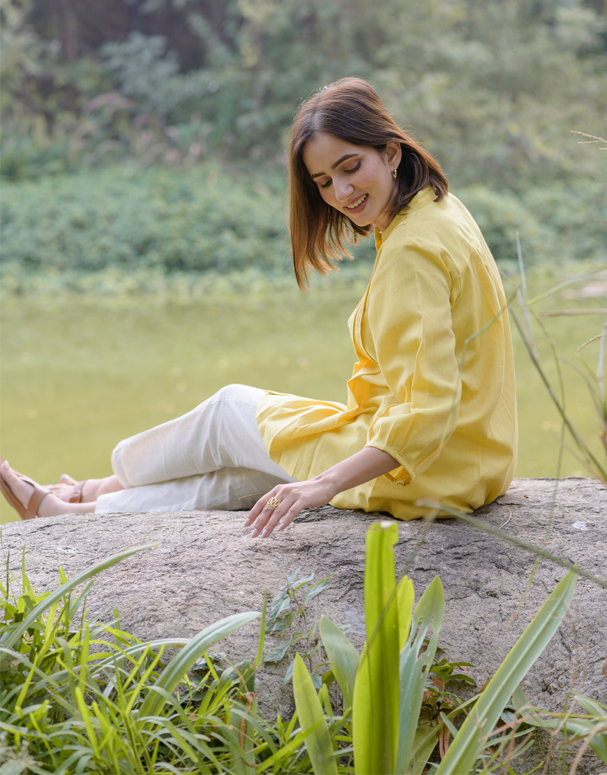 Lemon Yellow Embroidered Top