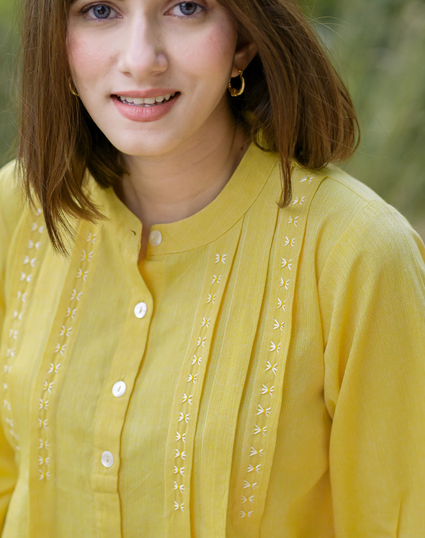 Lemon Yellow Embroidered Top