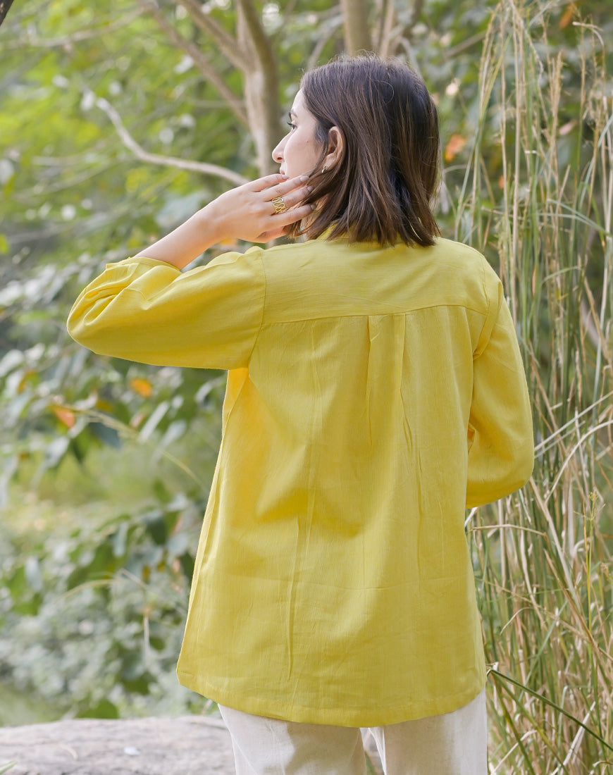 Lemon Yellow Embroidered Top