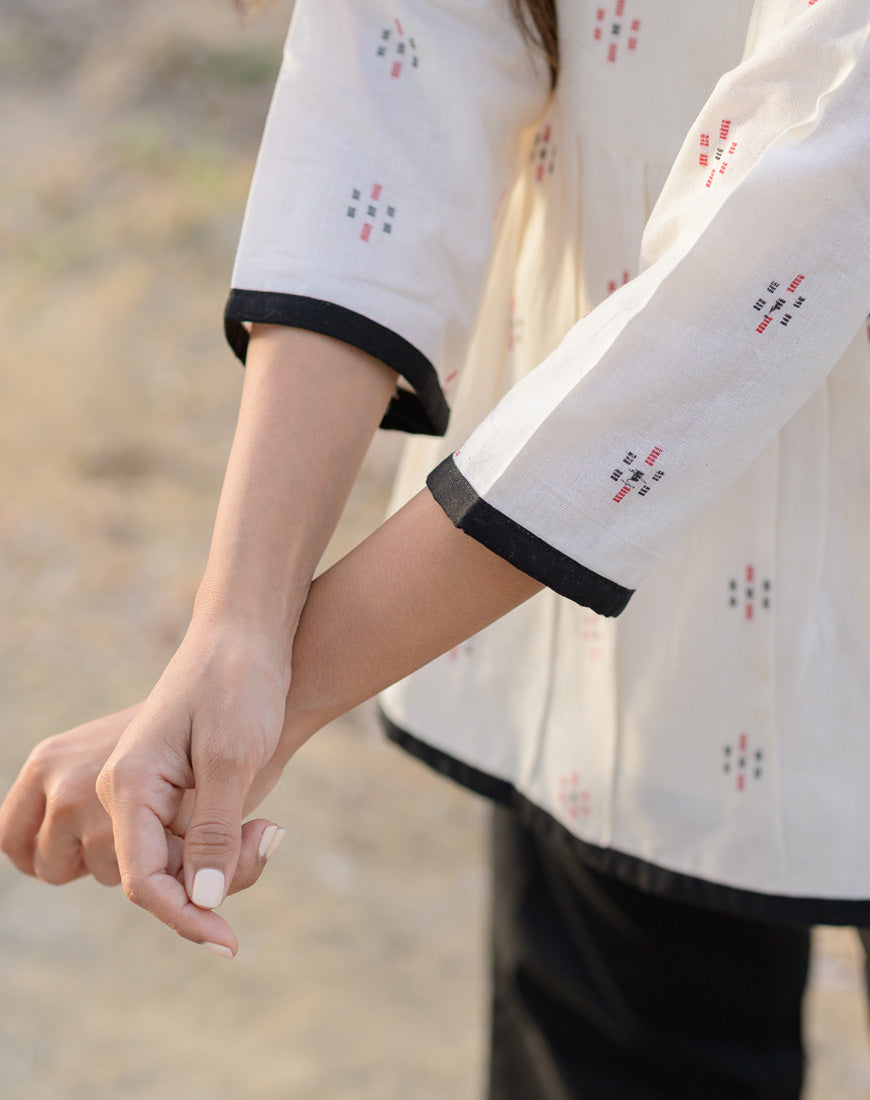 Malai White Angrakha Top