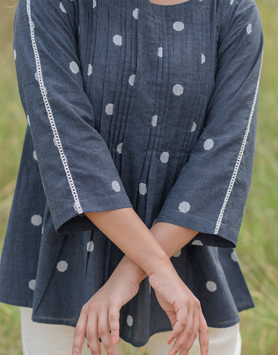 Metal Grey Weave Top