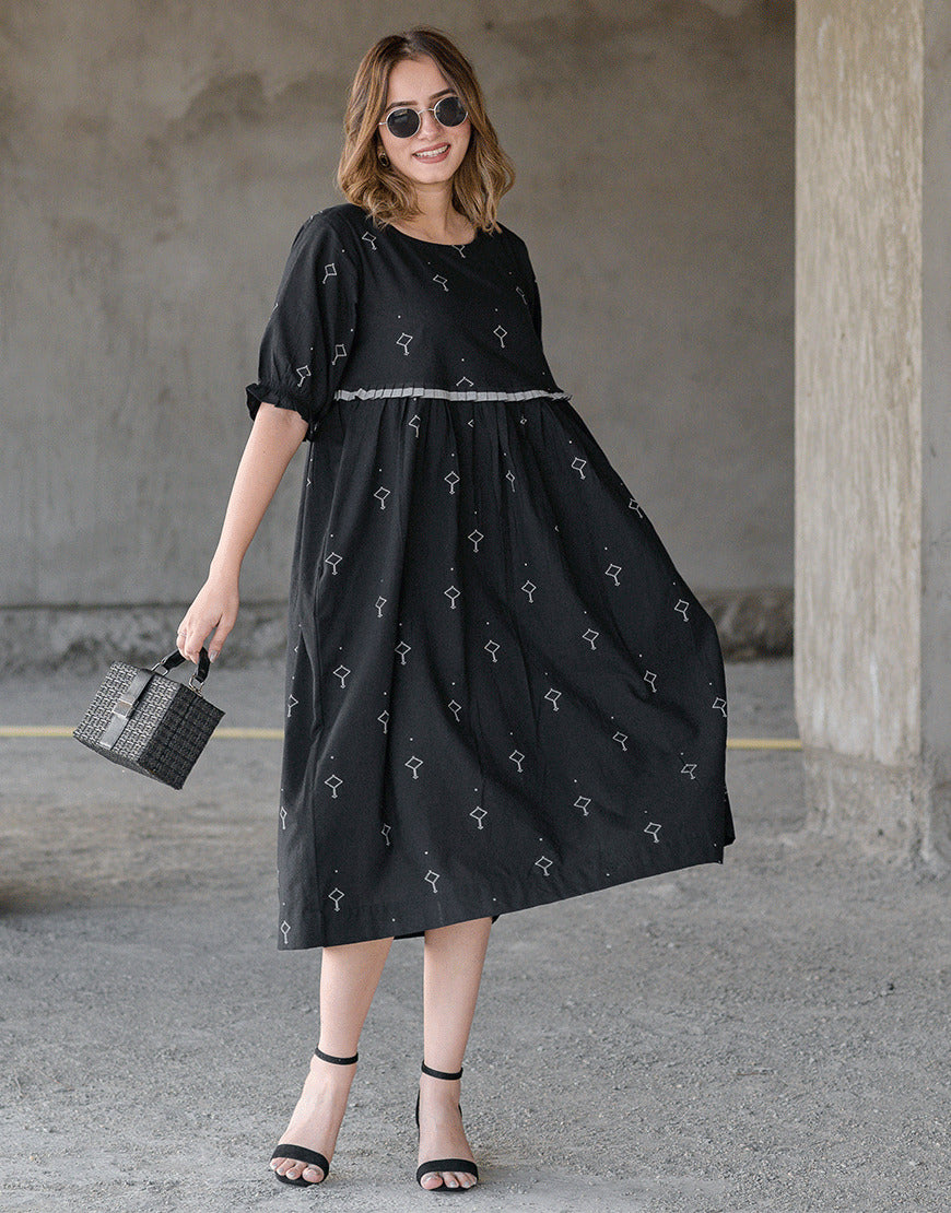 Midnight Black Weave Dress