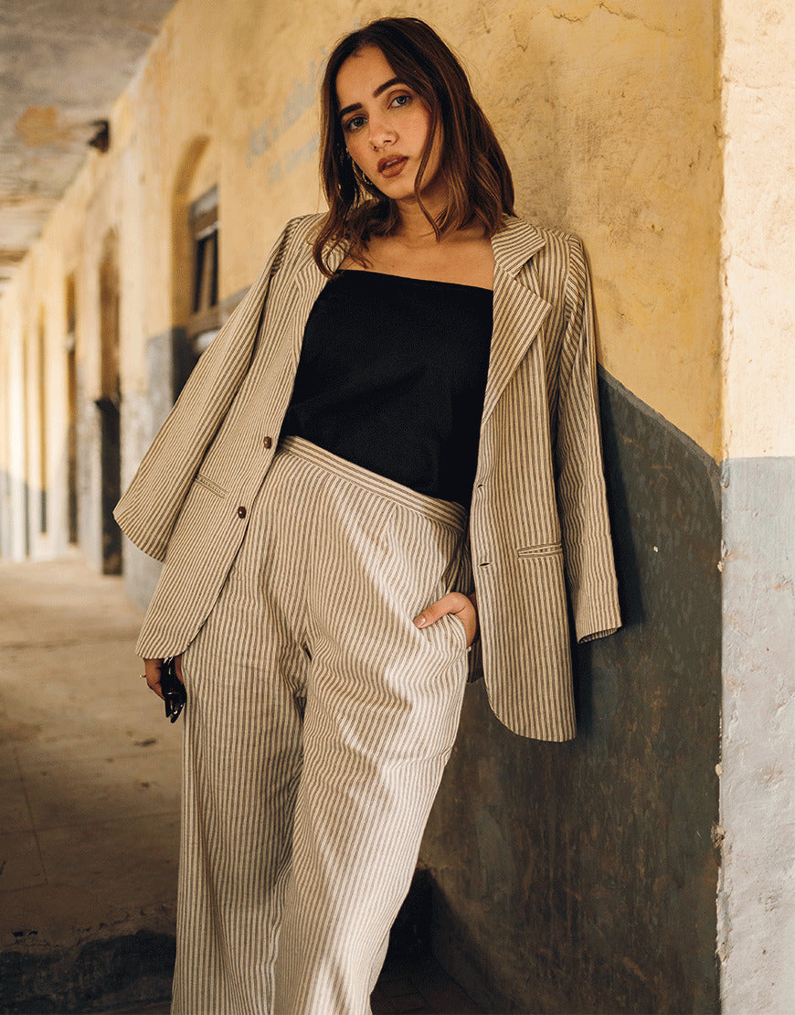 Blazer And Palazzo Pants Dark Purple Jacquard Banarasi Brocade A