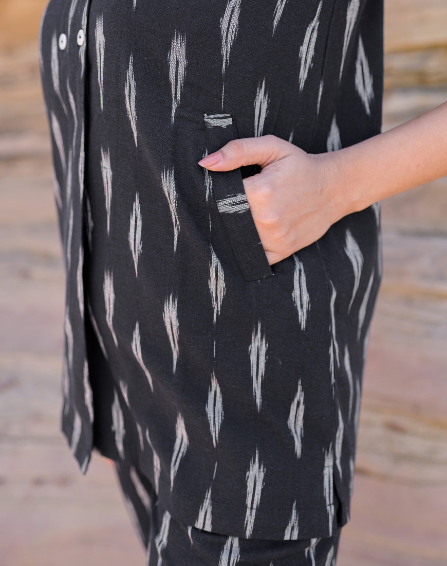Muted Black Ikkat coord