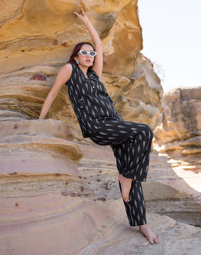 Muted Black Ikkat coord