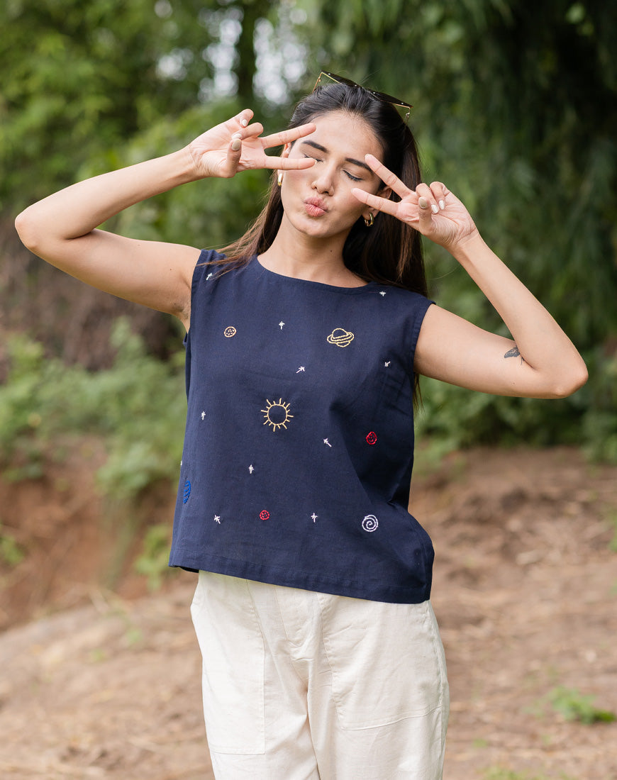 Navy Blue Crop Top
