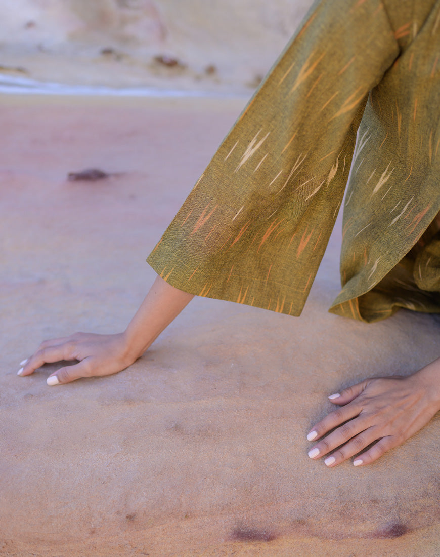 Olive Brown Ikkat Co-ord