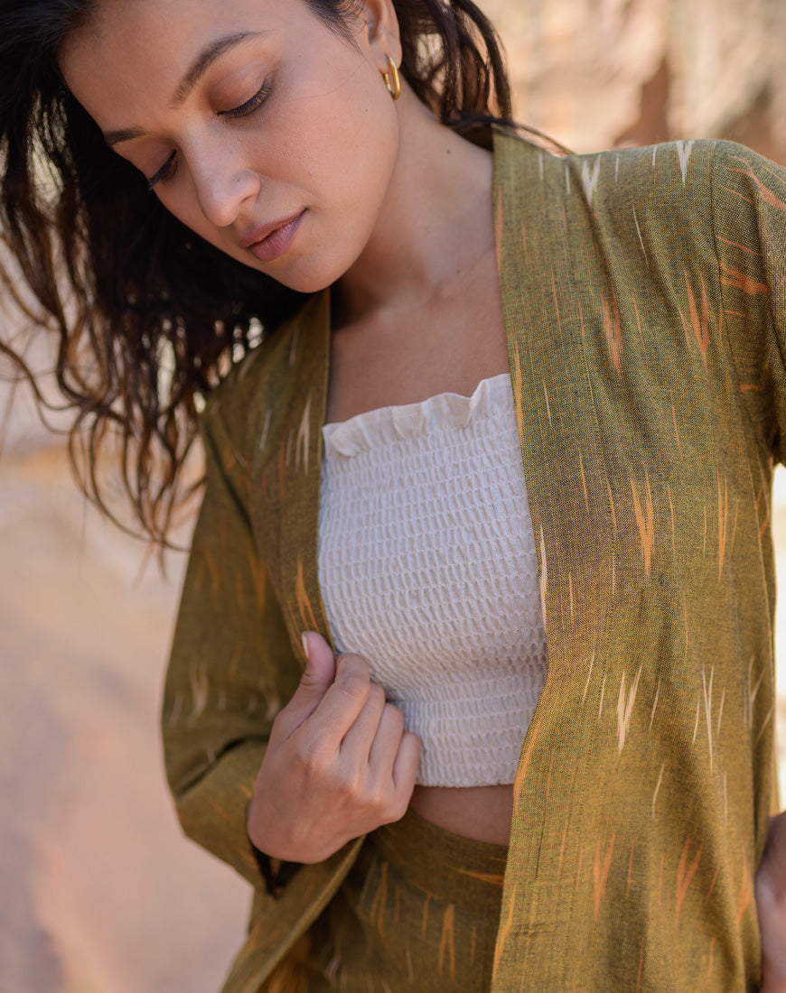 Olive Brown Ikkat Co-ord