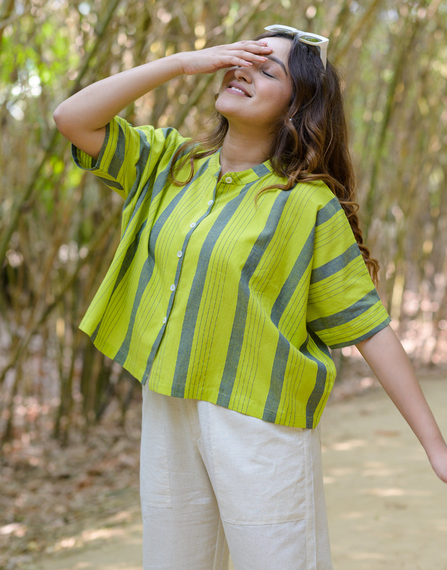 Parrot Green Printed Shirt with Trousers Co-Ord Set
