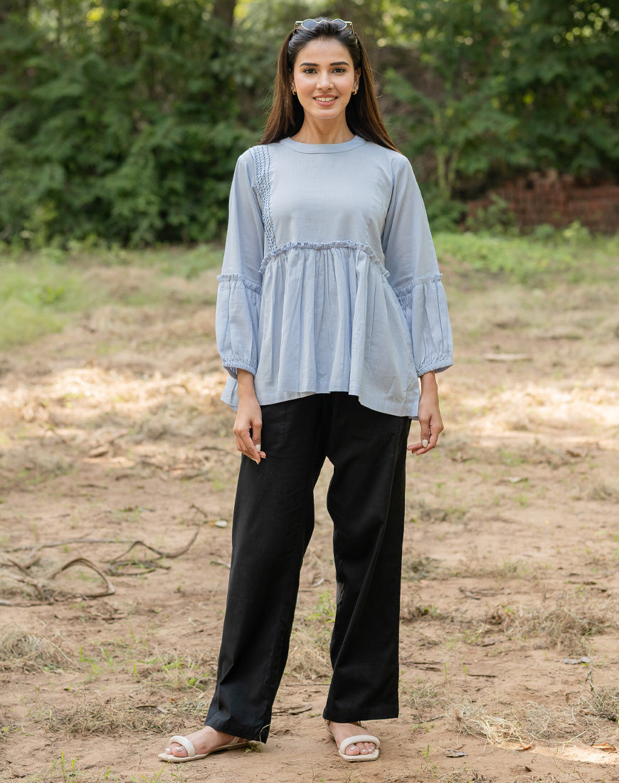 Pastel Blue Peplum Top